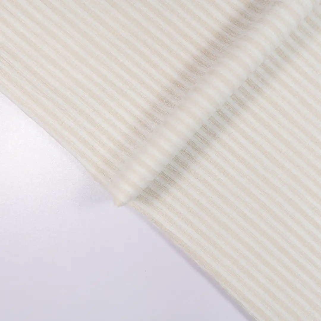 China Fabric for Shirt,Crop Top,Skirt Yarn-dyed fabric Knit Fabric Polyester Spandex beige color buy from China wholesaler bulk order at wholesale price free worldwide shipping Alibaba