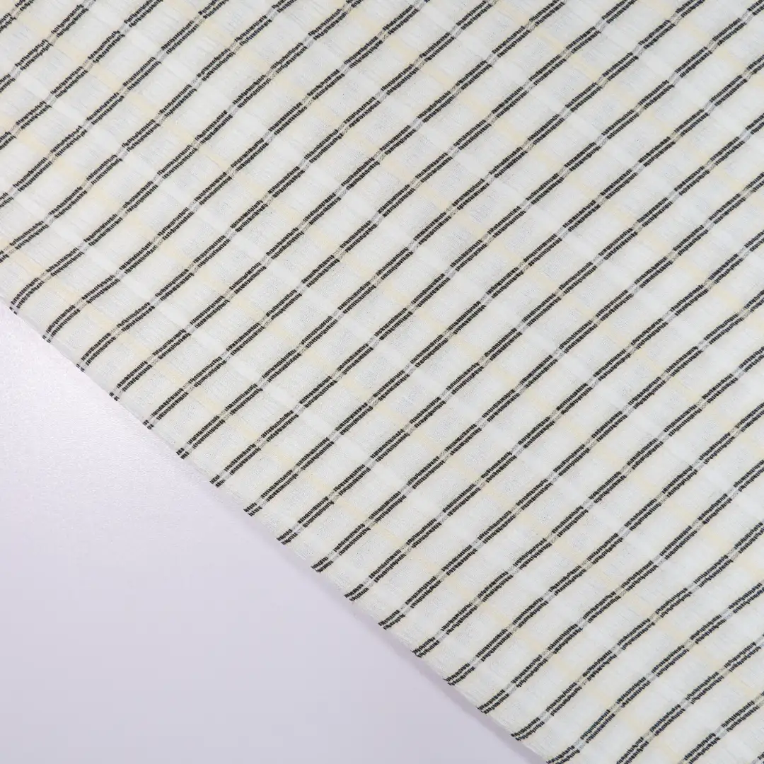 China Fabric for Shirt,Kids Stretch Waist Pleated Skirt,Kids Multi-tier Skirt,Puff Short Sleeve Ruffle Crop Shirt,Bow Tie Short Sleeve Dress Yarn-dyed fabric Knit Fabric Polyester Spandex white color buy from China wholesaler bulk order at wholesale price free worldwide shipping Alibaba