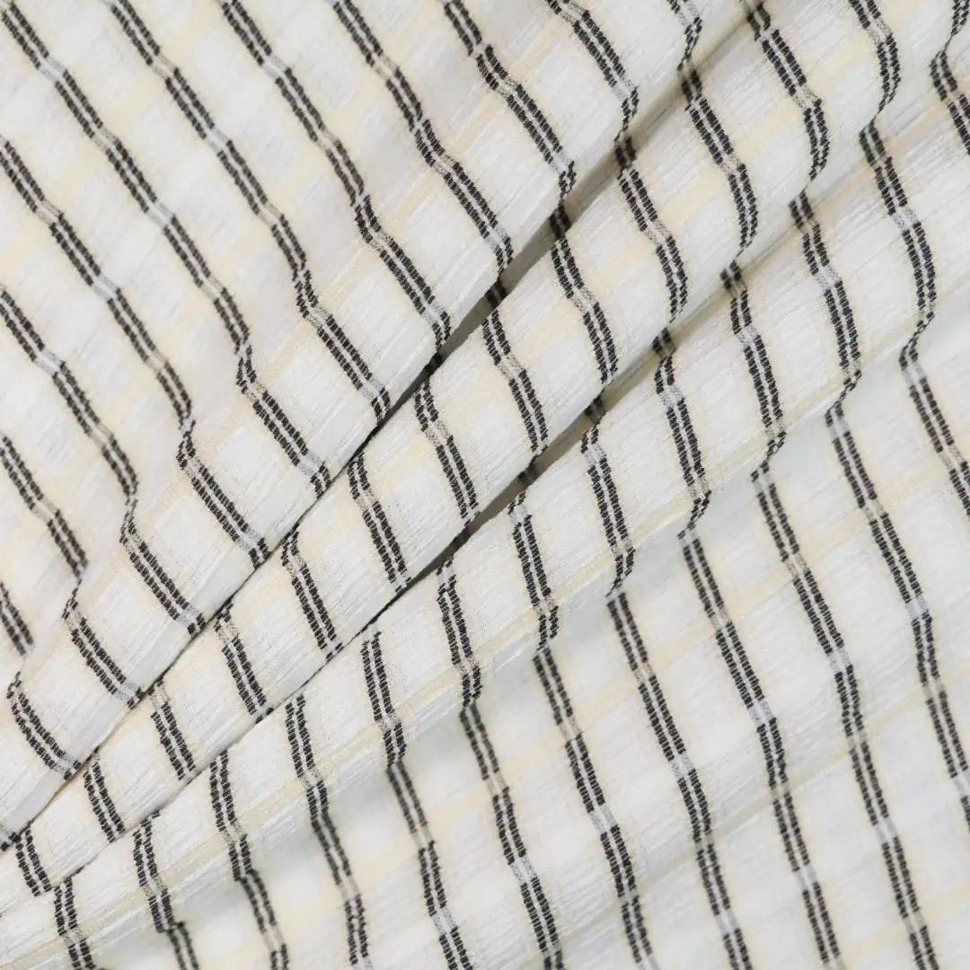 China Fabric for Shirt,Kids Stretch Waist Pleated Skirt,Kids Multi-tier Skirt,Puff Short Sleeve Ruffle Crop Shirt,Bow Tie Short Sleeve Dress Yarn-dyed fabric Knit Fabric Polyester Spandex white color buy from China wholesaler bulk order at wholesale price free worldwide shipping Alibaba