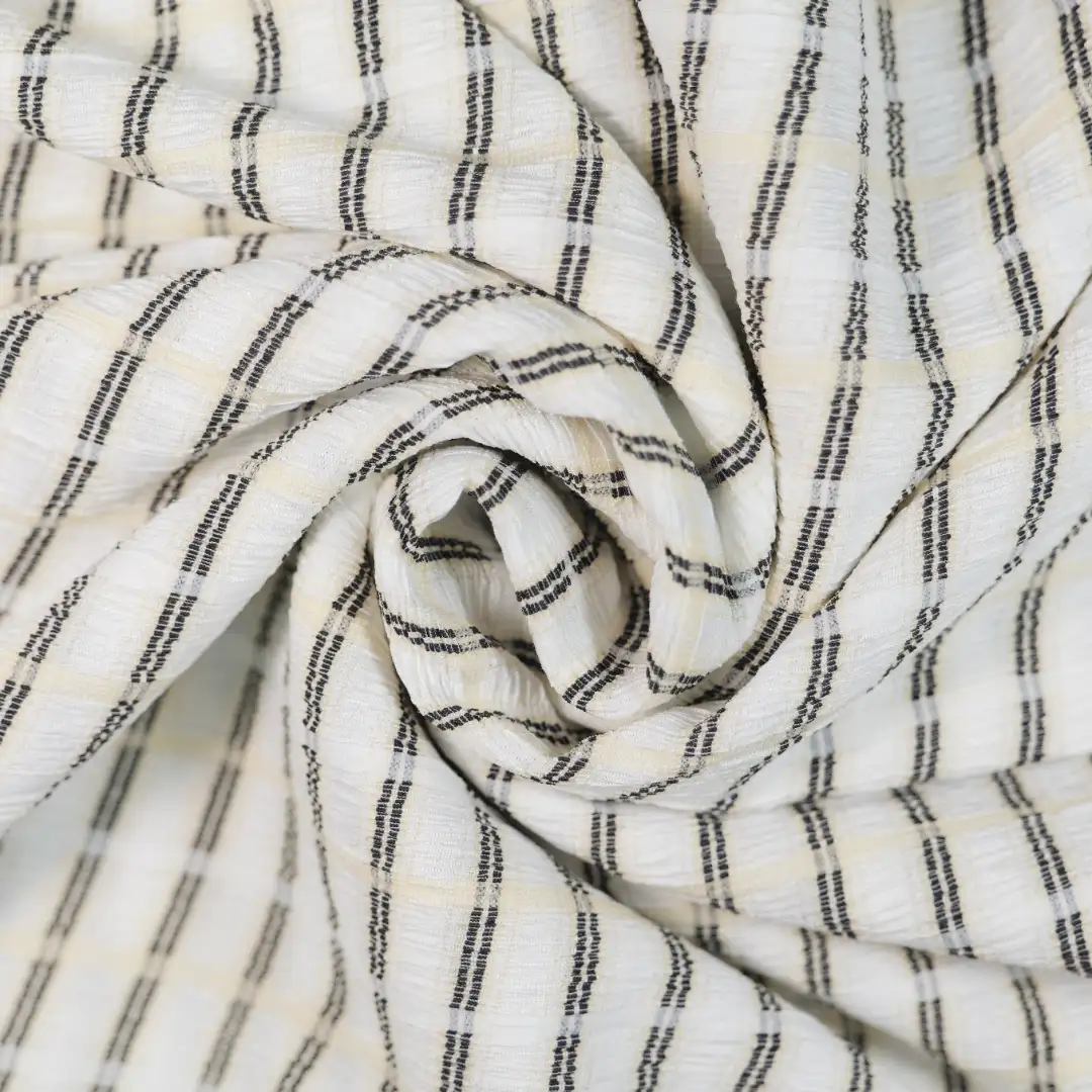 China Fabric for Shirt,Kids Stretch Waist Pleated Skirt,Kids Multi-tier Skirt,Puff Short Sleeve Ruffle Crop Shirt,Bow Tie Short Sleeve Dress Yarn-dyed fabric Knit Fabric Polyester Spandex white color buy from China wholesaler bulk order at wholesale price free worldwide shipping Alibaba