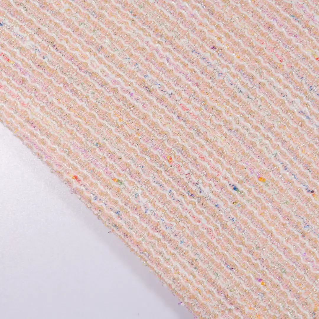 China Fabric for Shirt,Jackets,Crop Top,Skirt,Shorts Jacquard Knit Fabric Polyester Elastane Lurex beige color buy from China wholesaler bulk order at wholesale price free worldwide shipping Alibaba