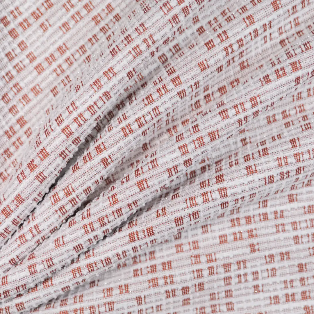 China Fabric for Skirt,Suit,Uniform,Kids Puff Sleeve Tier Dress,Womens Belted Balloon Skirt Jacquard Knit Fabric Polyester Lurex Spandex pink color buy from China wholesaler bulk order at wholesale price free worldwide shipping Alibaba