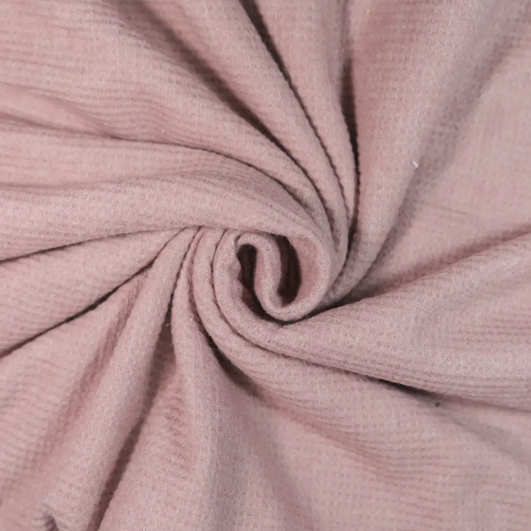 China Fabric for Hoodie,Wide Leg Trousers,Drawstring Wide Leg Trousers Waffle Knit Fabric Polyester Rayon Salmon color buy from China wholesaler bulk order at wholesale price free worldwide shipping Alibaba