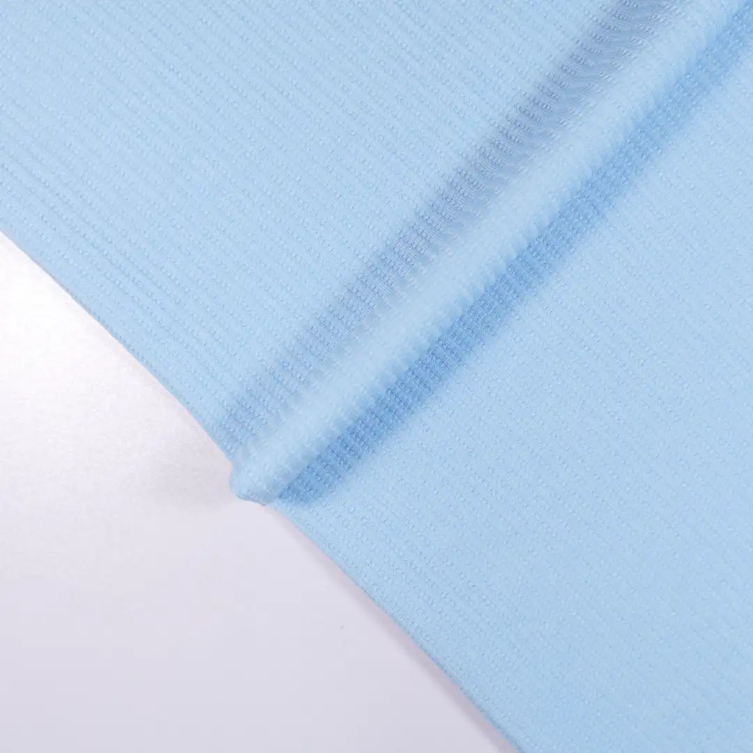 China Fabric for Blouse,Crop Top,Skirt,Wide Leg Trousers Waffle Knit Fabric Polyester Spandex blue color buy from China wholesaler bulk order at wholesale price free worldwide shipping Alibaba