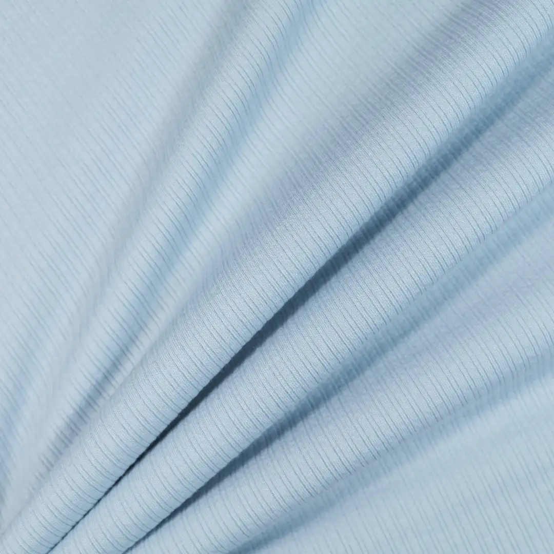 China Fabric for Sports Bras,Interlining,Sleeveless Sundress,Strap Midi Dress Rib Knit Fabric Rayon Polyester Spandex blue color buy from China wholesaler bulk order at wholesale price free worldwide shipping Alibaba