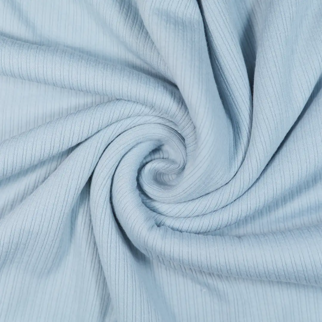 China Fabric for Sports Bras,Interlining,Sleeveless Sundress,Strap Midi Dress Rib Knit Fabric Rayon Polyester Spandex blue color buy from China wholesaler bulk order at wholesale price free worldwide shipping Alibaba