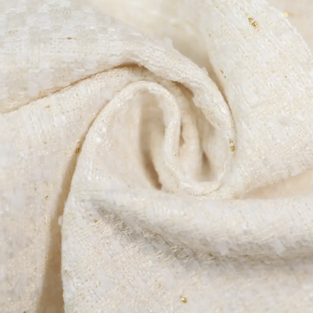 China Fabric for Skirt Chanel-Style Fabric Woolen Polyester Rayon white color buy from China wholesaler bulk order at wholesale price free worldwide shipping Alibaba