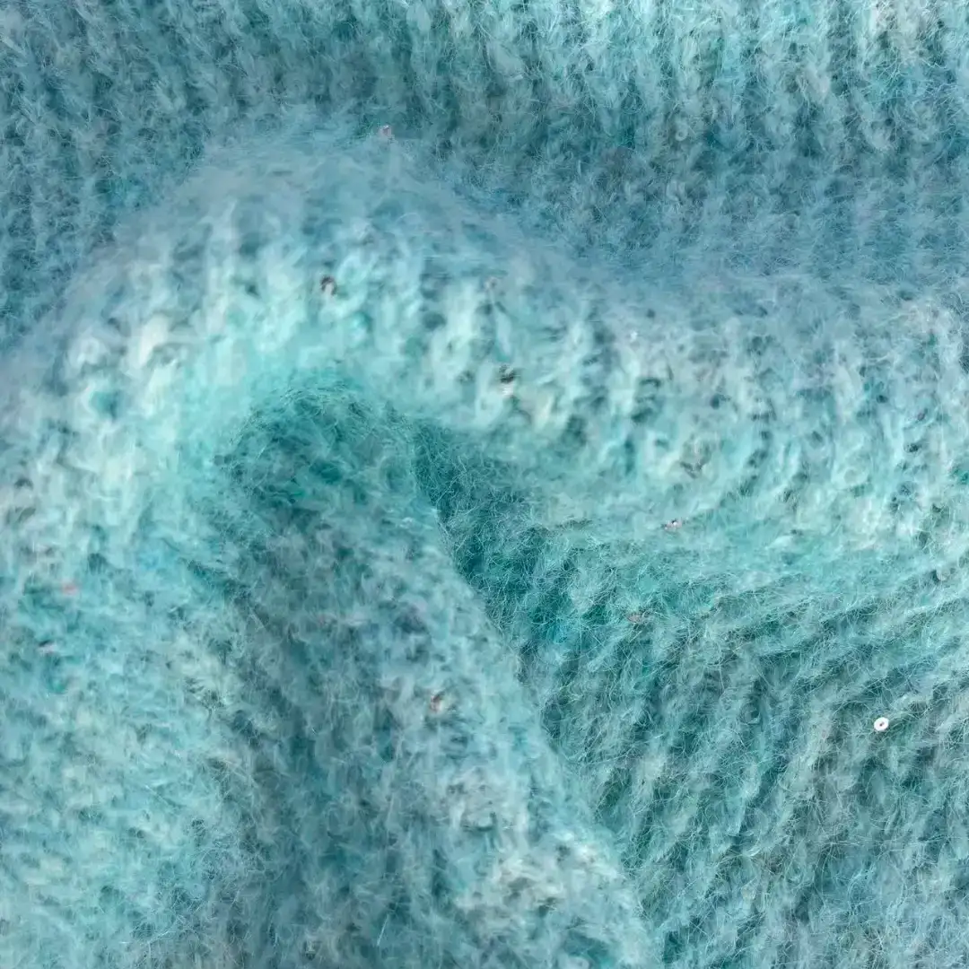 China Yarn for Round Neck Pullover (Sweater),Hoodie  (Sweater),Dresses (Pullover) (Sweater),Skirt (Sweater),Roll Neck Jumper (Sweater) Mossy Yarn Fancy Yarn Wool Nylon Polyester Sequin Spandex blue, purple, sparkling color buy from China wholesaler bulk order at wholesale price free worldwide shipping Alibaba