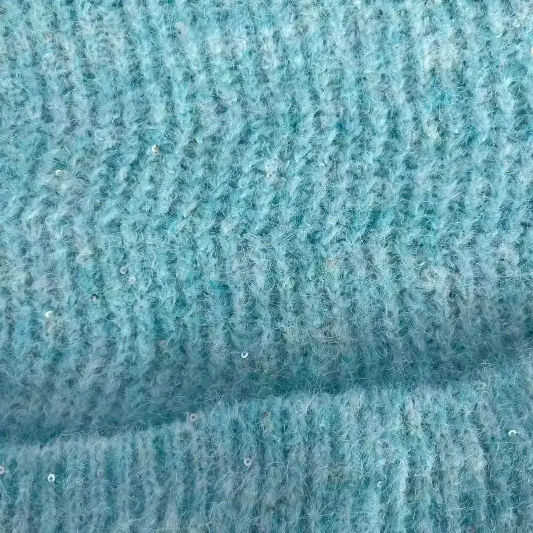 China Yarn for Round Neck Pullover (Sweater),Hoodie  (Sweater),Dresses (Pullover) (Sweater),Skirt (Sweater),Roll Neck Jumper (Sweater) Mossy Yarn Fancy Yarn Wool Nylon Polyester Sequin Spandex blue, purple, sparkling color buy from China wholesaler bulk order at wholesale price free worldwide shipping Alibaba