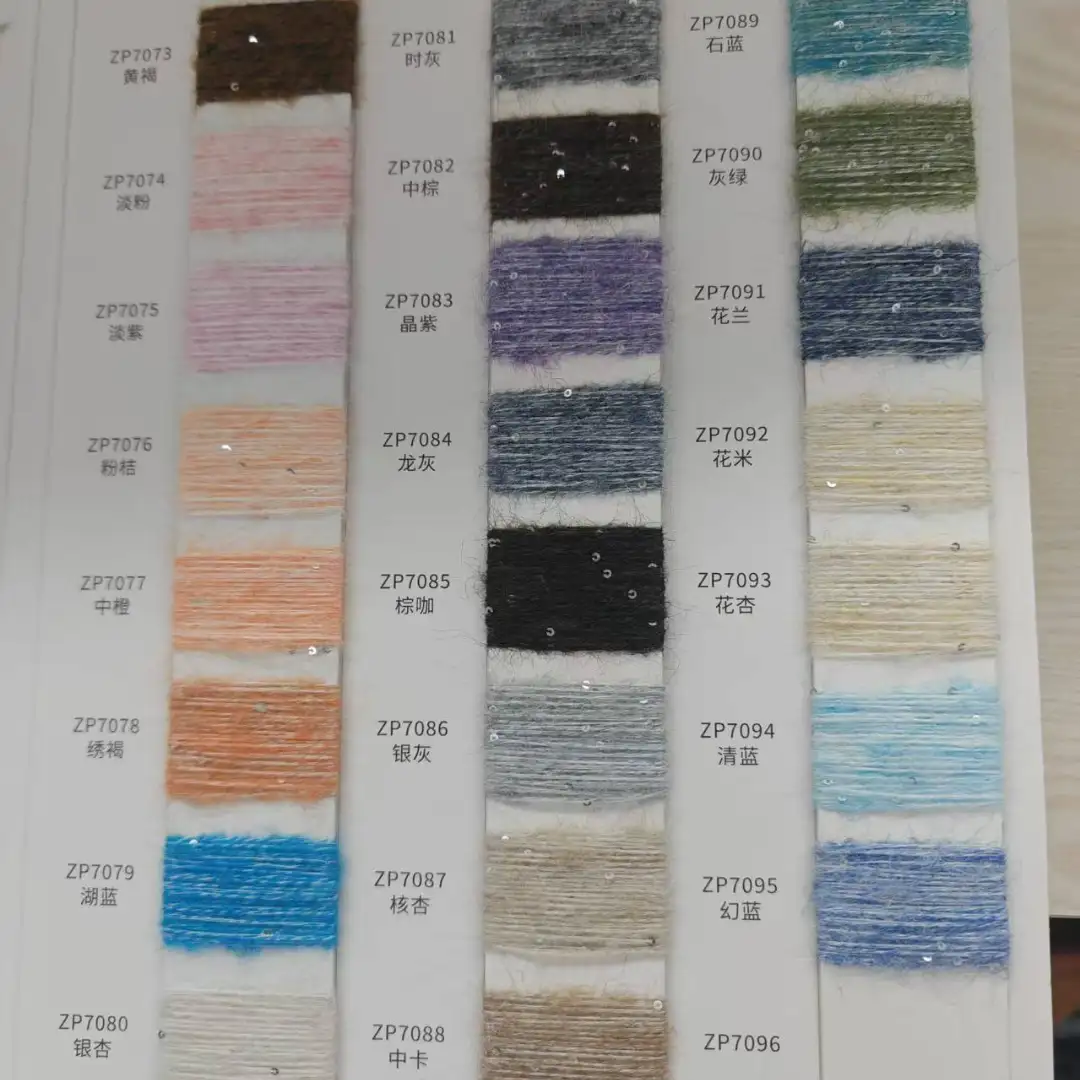 China Yarn for Round Neck Pullover (Sweater),Hoodie  (Sweater),Dresses (Pullover) (Sweater),Skirt (Sweater),Roll Neck Jumper (Sweater) Mossy Yarn Fancy Yarn Wool Nylon Polyester Sequin Spandex blue, purple, sparkling color buy from China wholesaler bulk order at wholesale price free worldwide shipping Alibaba