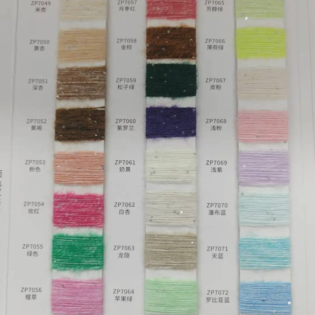 China Yarn for Round Neck Pullover (Sweater),Hoodie  (Sweater),Dresses (Pullover) (Sweater),Skirt (Sweater),Roll Neck Jumper (Sweater) Mossy Yarn Fancy Yarn Wool Nylon Polyester Sequin Spandex blue, purple, sparkling color buy from China wholesaler bulk order at wholesale price free worldwide shipping Alibaba