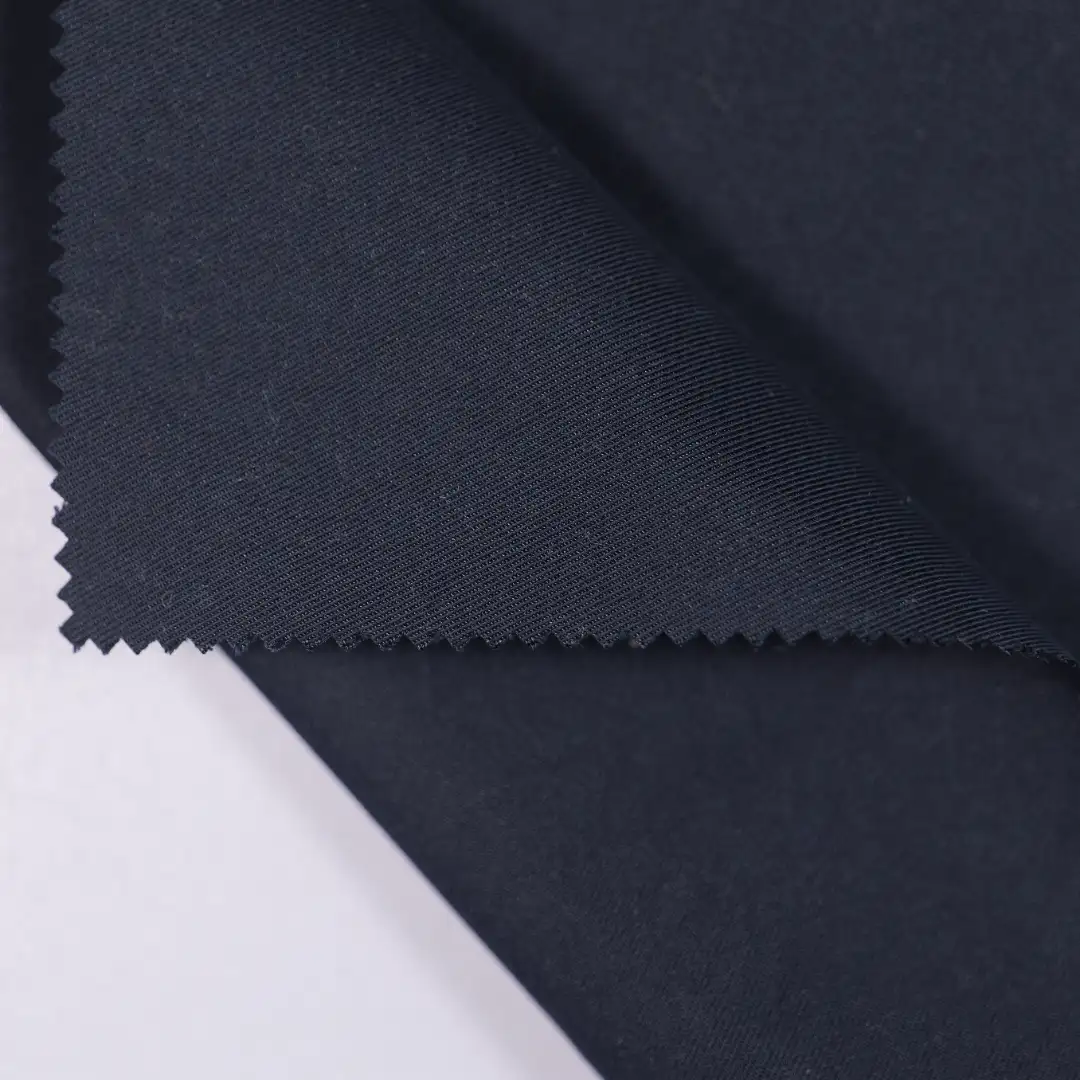 China Fabric for Blazer,Trench Coat CVC Twill Woven Blended Fabric BCI Cotton Polyester navy color buy from China wholesaler bulk order at wholesale price free worldwide shipping Alibaba