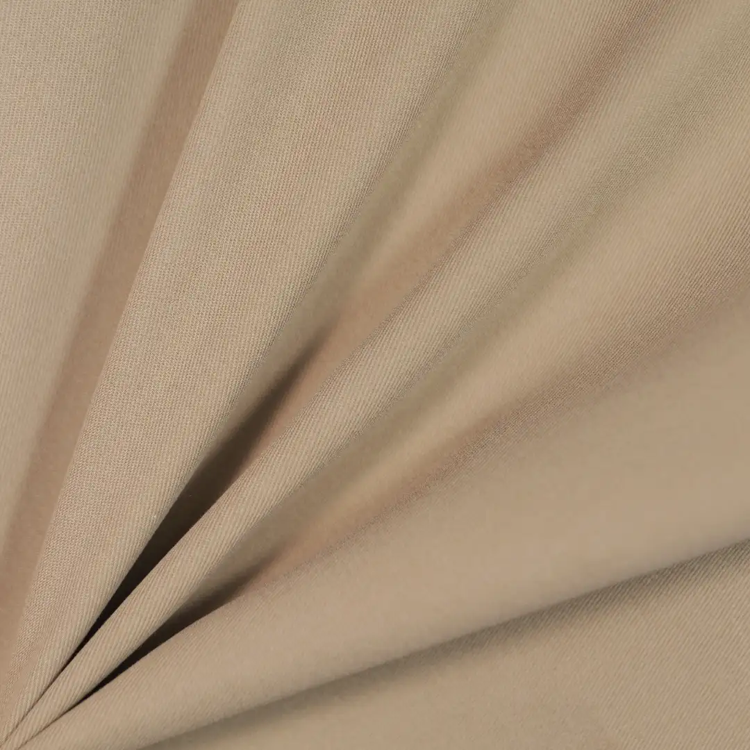 China Fabric for Trench Coat CVC Twill Woven Blended Fabric BCI Cotton Recycled Polyester olive green color buy from China wholesaler bulk order at wholesale price free worldwide shipping Alibaba