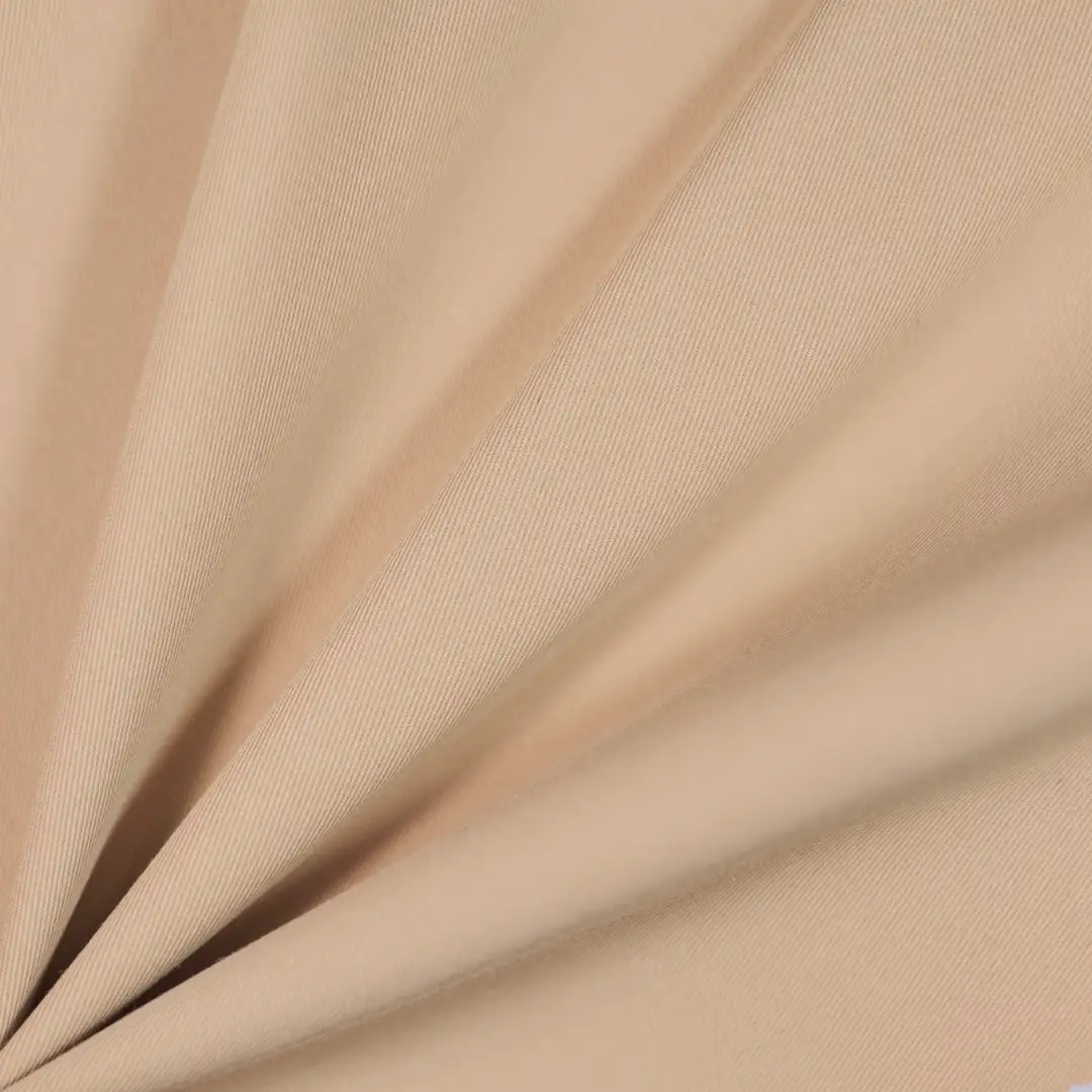 China Fabric for Trench Coat TC Twill Woven Blended Fabric BCI Cotton Polyester brown color buy from China wholesaler bulk order at wholesale price free worldwide shipping Alibaba