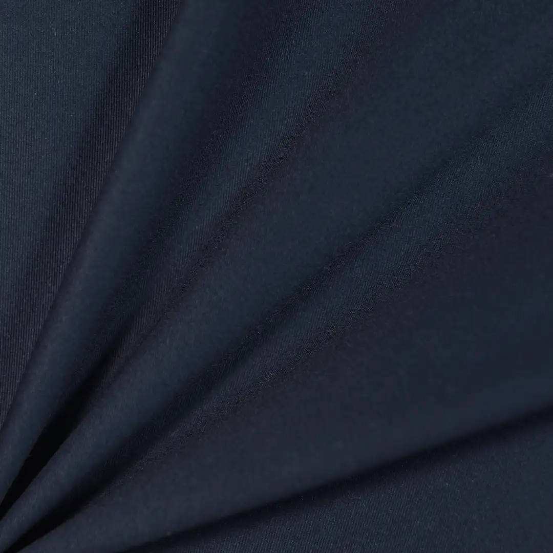 China Fabric for Blazer,Trench Coat CVC Twill Woven Blended Fabric BCI Cotton Polyester Spandex navy color buy from China wholesaler bulk order at wholesale price free worldwide shipping Alibaba