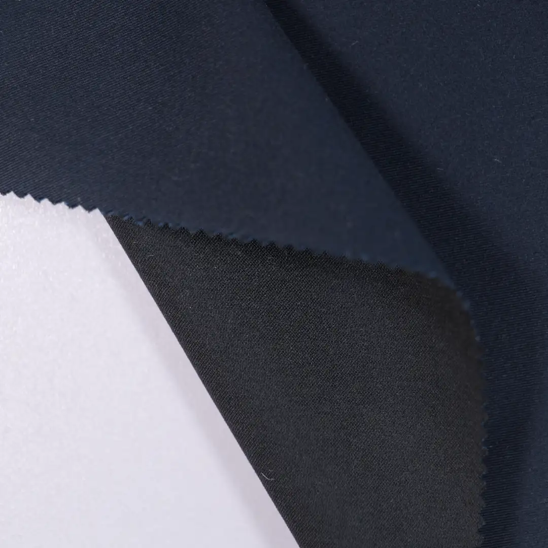China Fabric for Blazer,Trench Coat CVC Twill Woven Blended Fabric BCI Cotton Polyester Spandex navy color buy from China wholesaler bulk order at wholesale price free worldwide shipping Alibaba