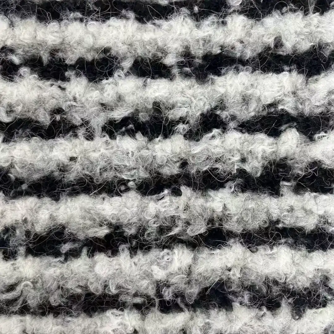 China Yarn for Open Cardigan (Sweater),Half-Zipper Cardigan (Sweater),Round Neck Pullover (Sweater) Boucle Yarn Fancy Yarn Recycled Polyester Polyester Acrylic Wool Alpaca Spandex White+BLACK color buy from China wholesaler bulk order at wholesale price free worldwide shipping Alibaba