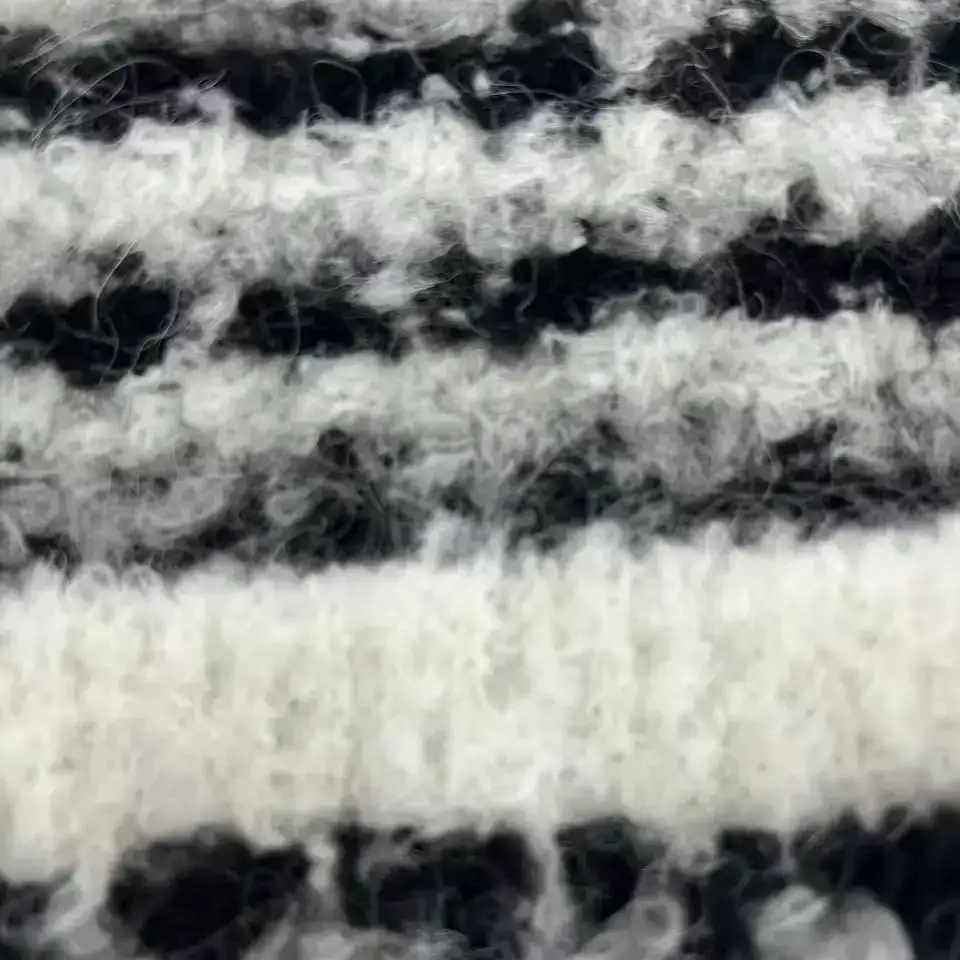 China Yarn for Open Cardigan (Sweater),Half-Zipper Cardigan (Sweater),Round Neck Pullover (Sweater) Boucle Yarn Fancy Yarn Recycled Polyester Polyester Acrylic Wool Alpaca Spandex White+BLACK color buy from China wholesaler bulk order at wholesale price free worldwide shipping Alibaba