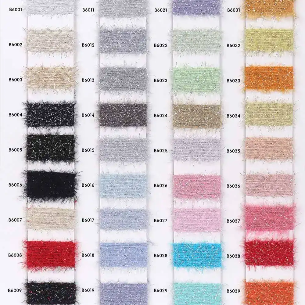 China Yarn for Ladies Vest (Sweater),Open Cardigan (Sweater),Knitted Jacket (Sweater),Dresses (Cardigan Open) (Sweater),Dresses (Cardigan Button) (Sweater),Dresses (Pullover) (Sweater) Cat Feather Yarn Fancy Yarn Nylon Lurex Purple，black color buy from China wholesaler bulk order at wholesale price free worldwide shipping Alibaba