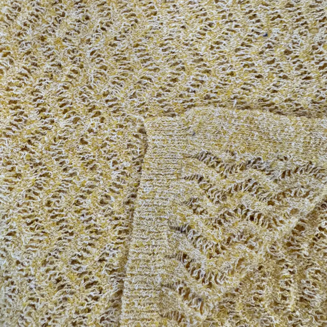 China Yarn for Ladies Vest (Sweater),Open Cardigan (Sweater),Shirt Long Sleeve Button (Sweater),Crew Neck Pullover (Sweater),Crop Top Pullover (Sweater) Boucle Yarn Fancy Yarn Recycled Polyester Yellow color buy from China wholesaler bulk order at wholesale price free worldwide shipping Alibaba