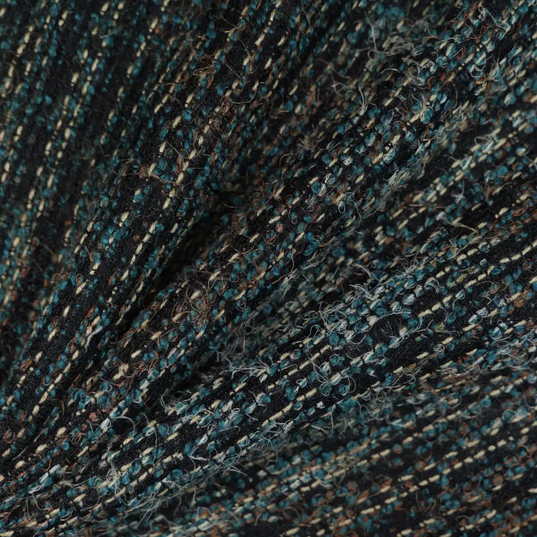 China Fabric for Skirt,Overcoat Chanel-Style Fabric Woolen Polyester Acrylic Wool Nylon black color buy from China wholesaler bulk order at wholesale price free worldwide shipping Alibaba