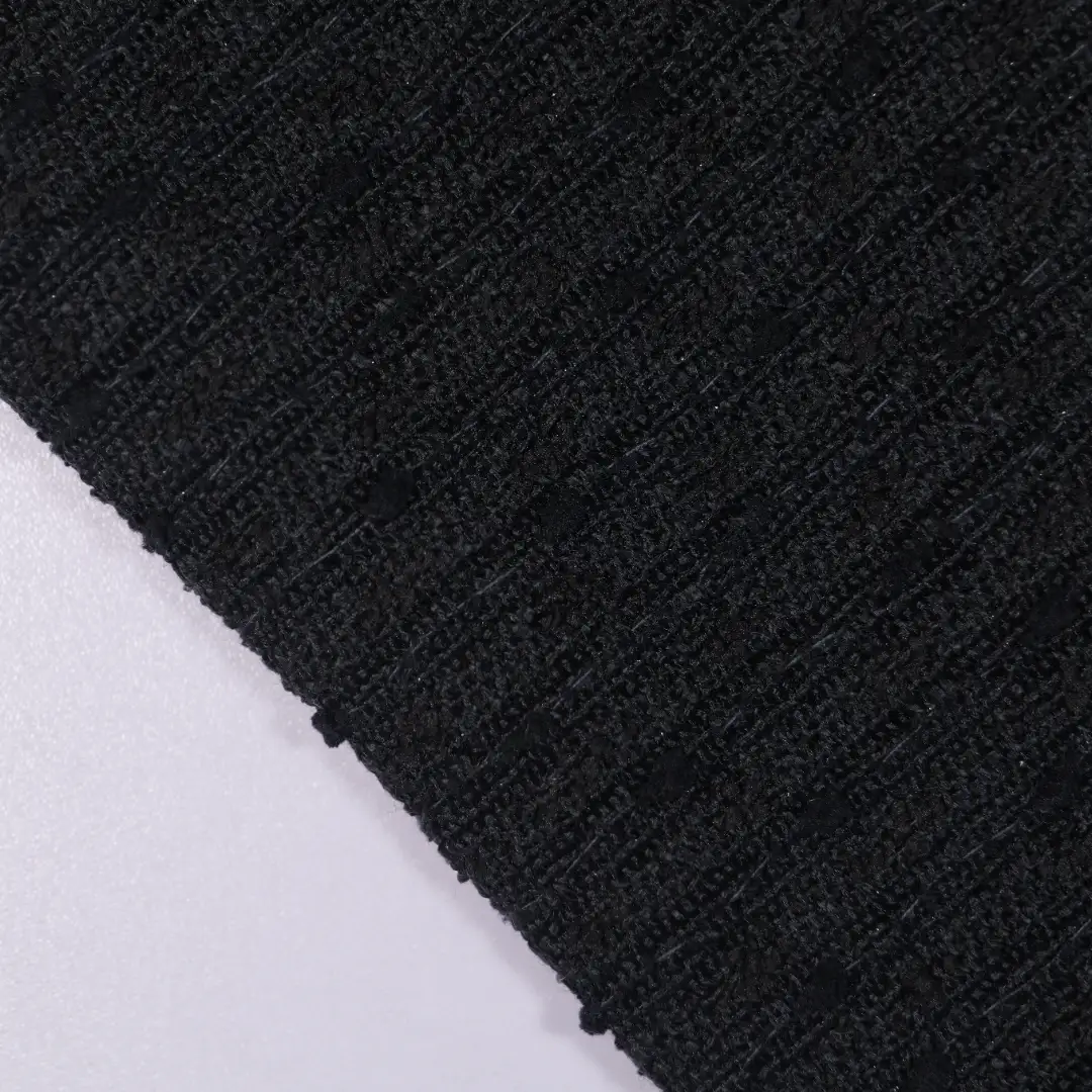 China Fabric for Skirt,Overcoat Chanel-Style Fabric Woolen Polyester Acrylic Wool Nylon black color buy from China wholesaler bulk order at wholesale price free worldwide shipping Alibaba