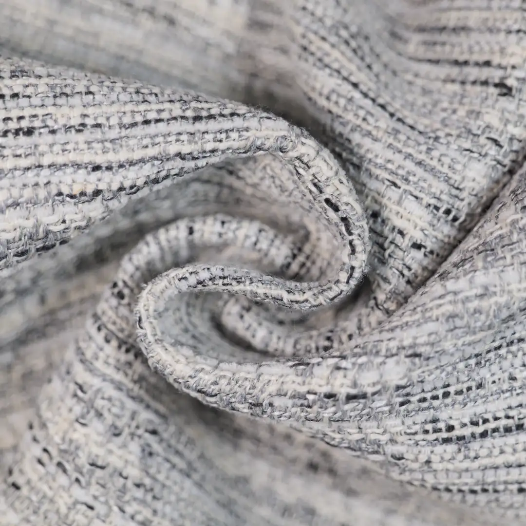 China Fabric for Skirt,Overcoat Chanel-Style Fabric Woolen Polyester Rayon Linen grey color buy from China wholesaler bulk order at wholesale price free worldwide shipping Alibaba