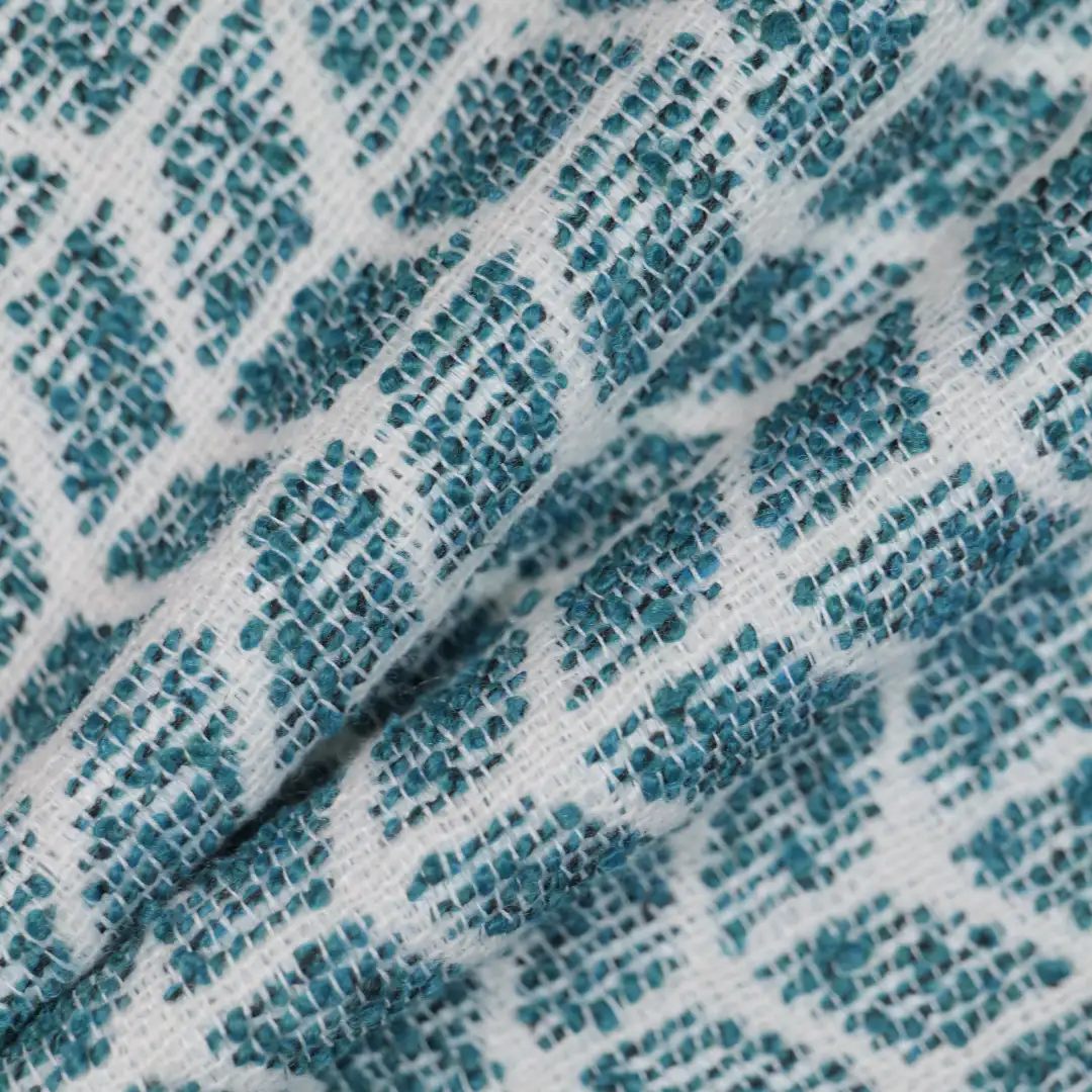 China Fabric for Jackets,Skirt Chanel-Style Fabric Woolen Polyester cyan color buy from China wholesaler bulk order at wholesale price free worldwide shipping Alibaba