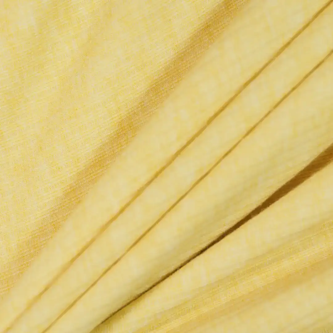 China Fabric for Hoodie,Pajamas,Fringe Jacket,Halter-Neck Plunge Ruffled Top Rib Knit Fabric Rayon Polyester Nylon Spandex yellow color buy from China wholesaler bulk order at wholesale price free worldwide shipping Alibaba