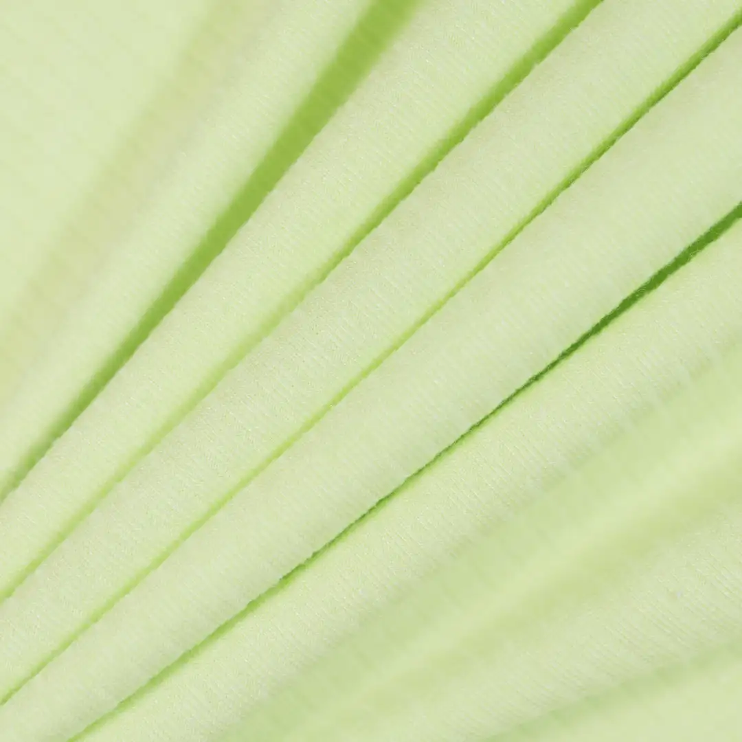 China Fabric for T-Shirt,Polo Shirt,Skirt,Loungewear,Kids Overalls Dress,Kids Ruffle Tiered Dress Rib Knit Fabric Rayon Polyester Nylon Spandex light green color buy from China wholesaler bulk order at wholesale price free worldwide shipping Alibaba