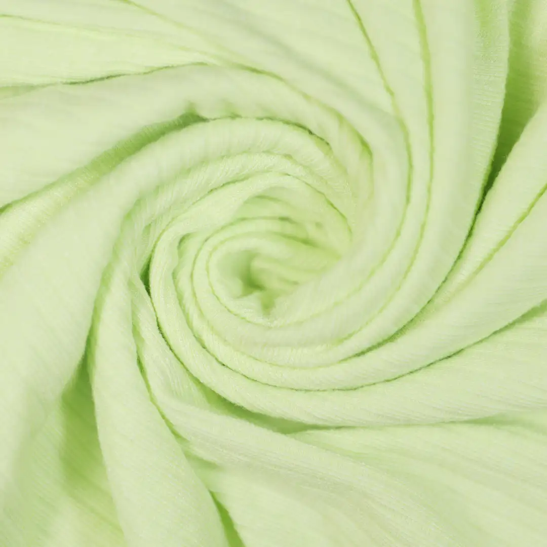 China Fabric for T-Shirt,Polo Shirt,Skirt,Loungewear,Kids Overalls Dress,Kids Ruffle Tiered Dress Rib Knit Fabric Rayon Polyester Nylon Spandex light green color buy from China wholesaler bulk order at wholesale price free worldwide shipping Alibaba