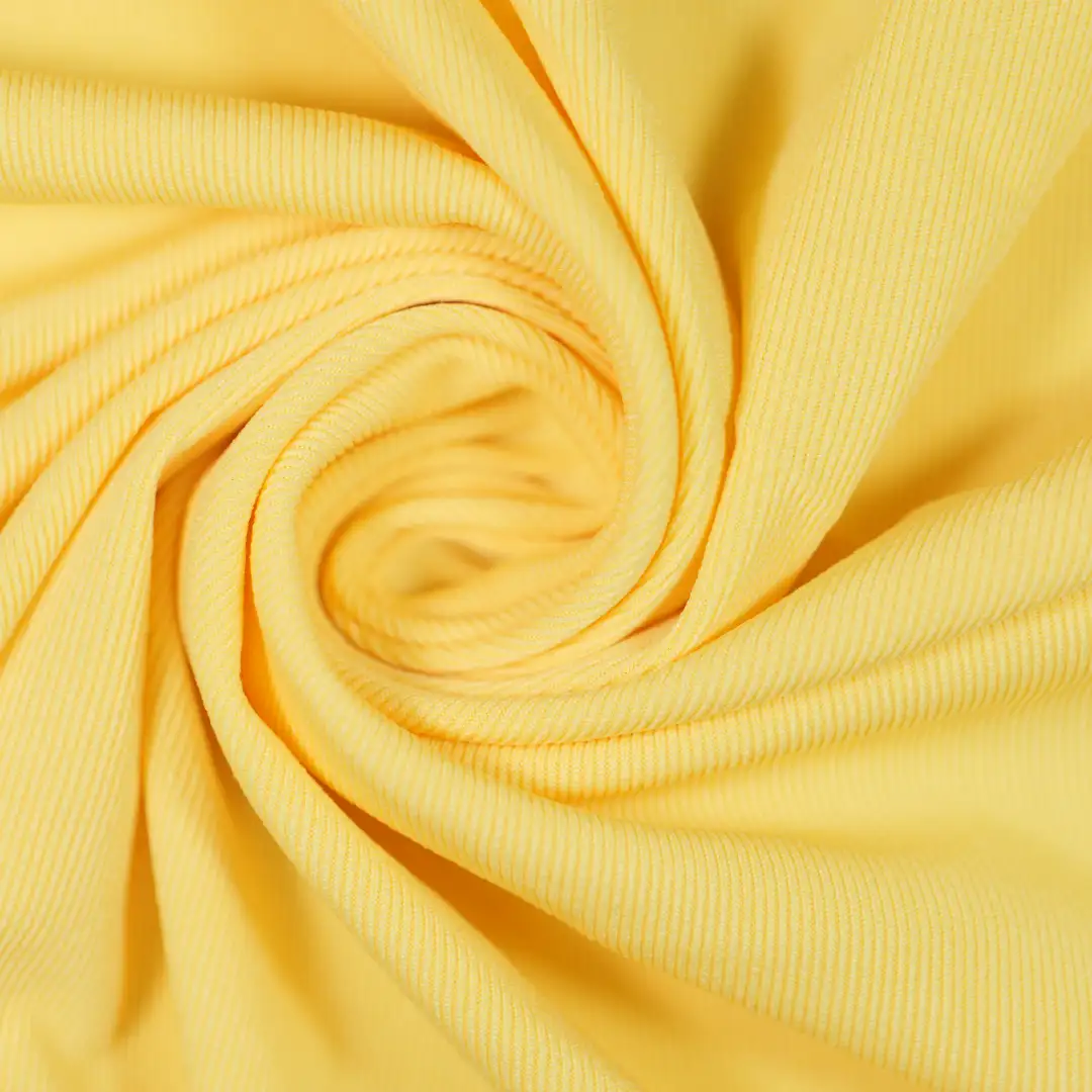 China Fabric for T-Shirt,Polo Shirt,Elastic Wide Headband,Womens Shapewear Dress (Sweater),Girls Wide Strap Dress (Sweater),Womens Drawstring Lantern Pants Single Jersey Knit Fabric Polyester Spandex yellow color buy from China wholesaler bulk order at wholesale price free worldwide shipping Alibaba