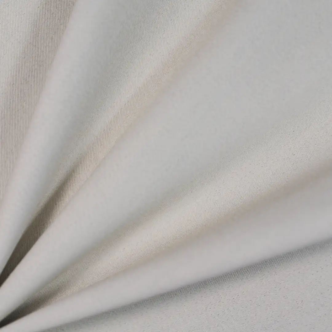 China Fabric for Blazer,Trench Coat CVC Poplin Woven Blended Fabric BCI Cotton Polyester Spandex Milky white color buy from China wholesaler bulk order at wholesale price free worldwide shipping Alibaba