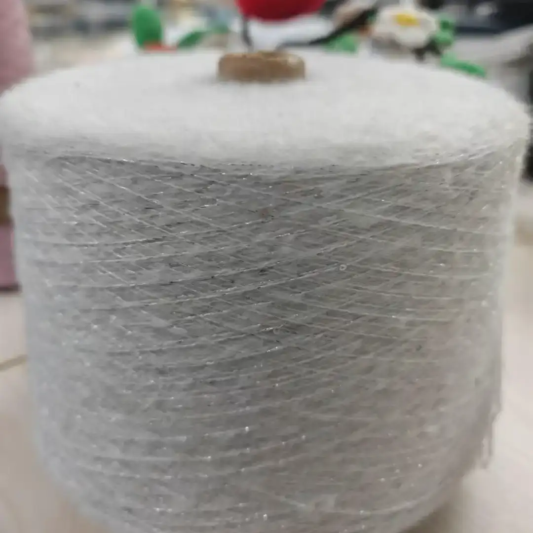China Yarn for Open Cardigan (Sweater),Full-Zipper Cardigan (Sweater),Half-Zipper Cardigan (Sweater),Shirt Long Sleeve Button (Sweater) Mossy Yarn Fancy Yarn Acrylic Wool Polyester Metal Sequin white color buy from China wholesaler bulk order at wholesale price free worldwide shipping Alibaba