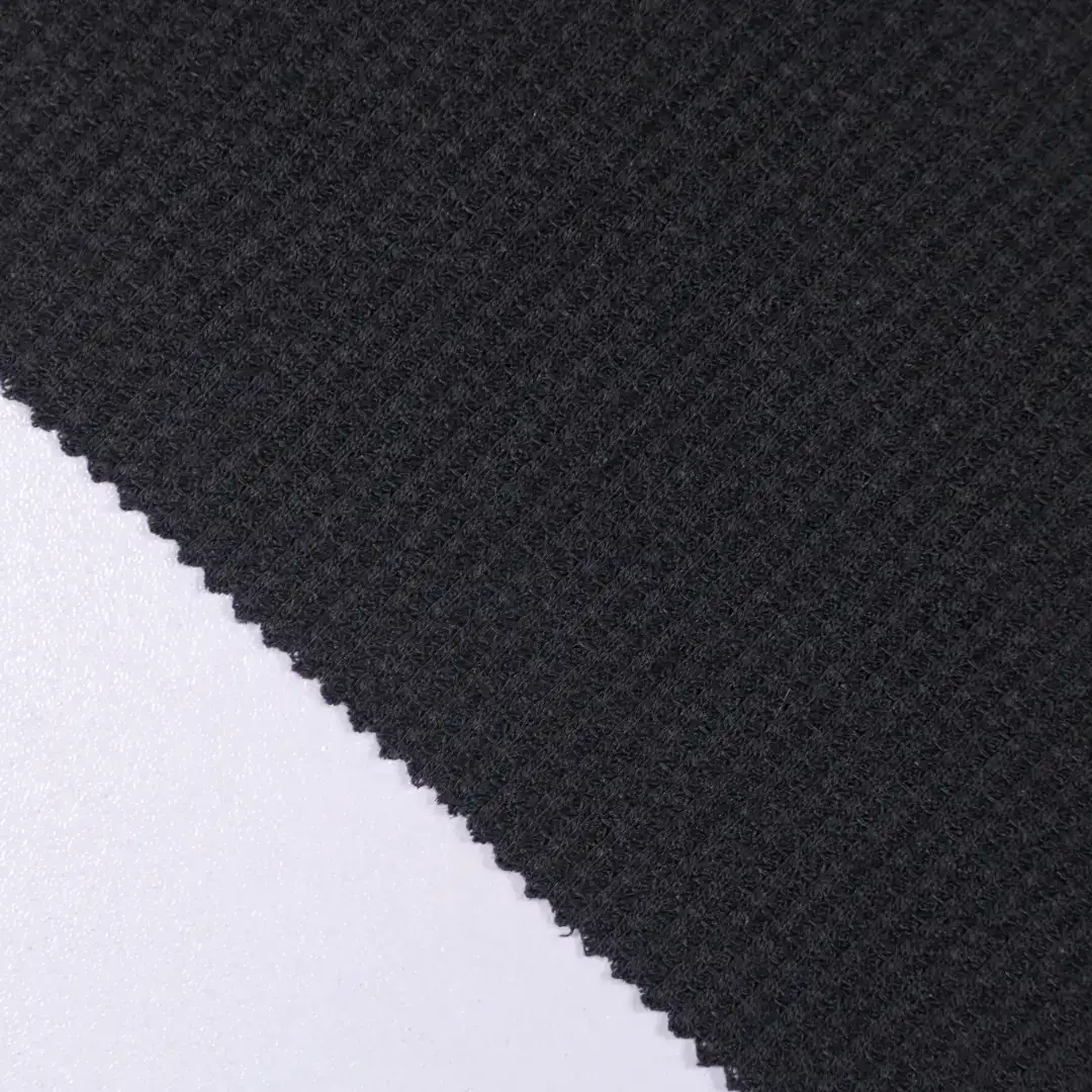 China Fabric for T-Shirt,Polo Shirt Waffle Knit Fabric Polyester Spandex black color buy from China wholesaler bulk order at wholesale price free worldwide shipping Alibaba