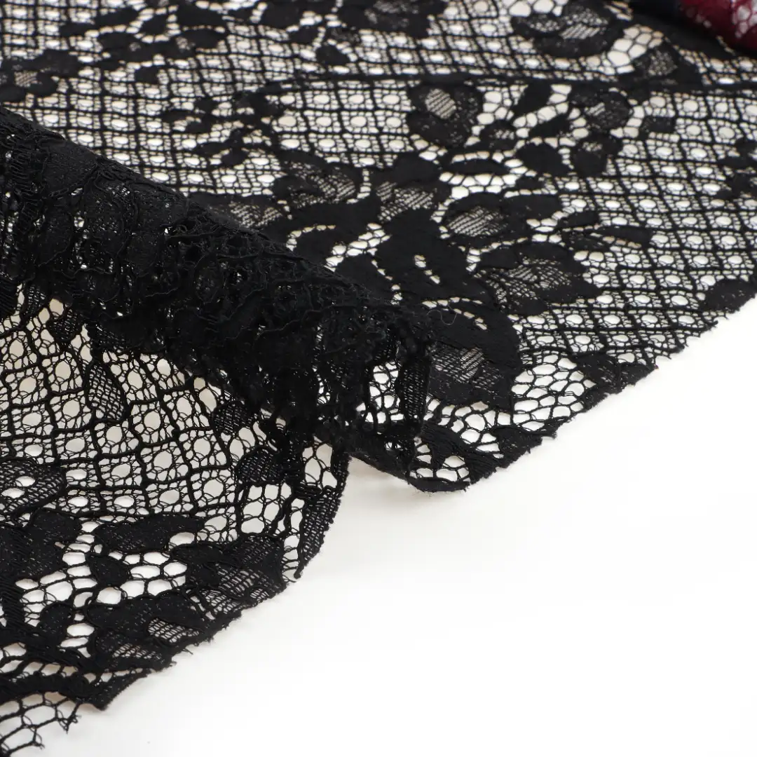 China Fabric for Tank Top,Crop Top,Lingerie,Skirt Lace Knit Fabric Cotton Nylon Rayon white、black、apricot、pink、blue、date red、royalblue color buy from China wholesaler bulk order at wholesale price free worldwide shipping Alibaba