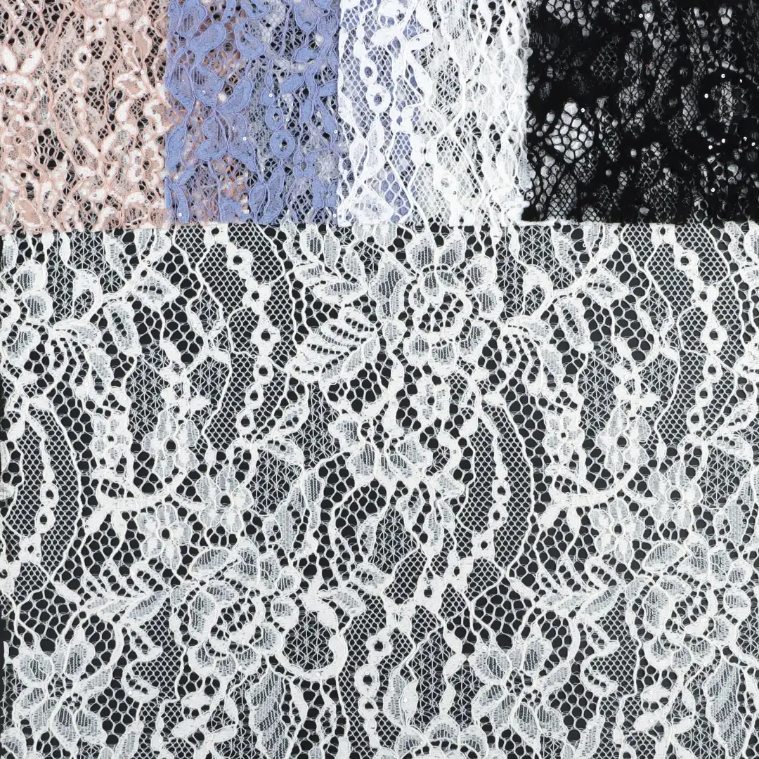 China Fabric for Tank Top,Crop Top,Lingerie,Skirt Lace Knit Fabric Nylon Polyester white、black、blue、pink、apricot color buy from China wholesaler bulk order at wholesale price free worldwide shipping Alibaba