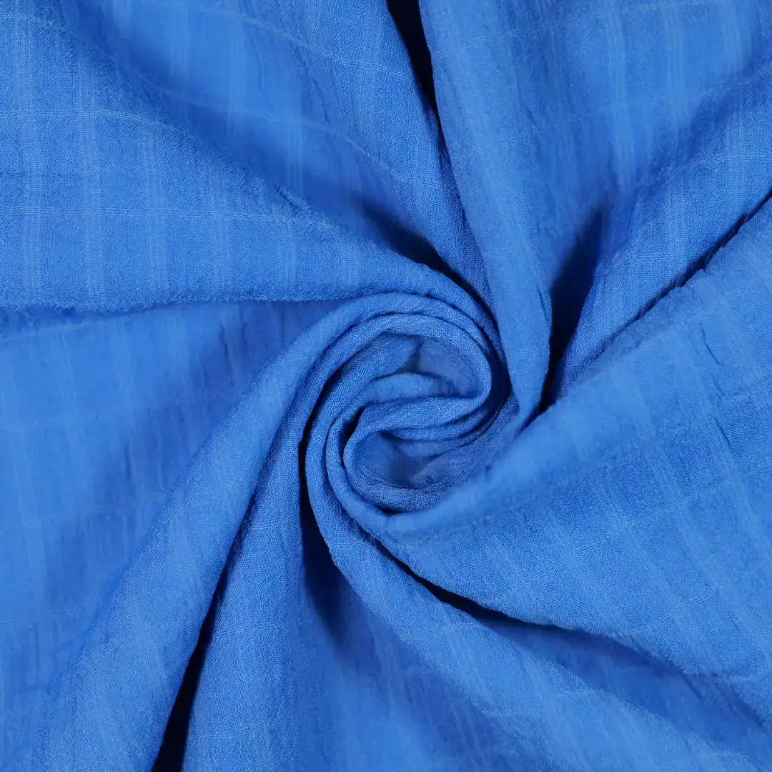 China Fabric for Shirt,Skirt,Backless Beach Dress Crepe Synthetic Woven Fabric Polyester Spandex BLUE color buy from China wholesaler bulk order at wholesale price free worldwide shipping Alibaba