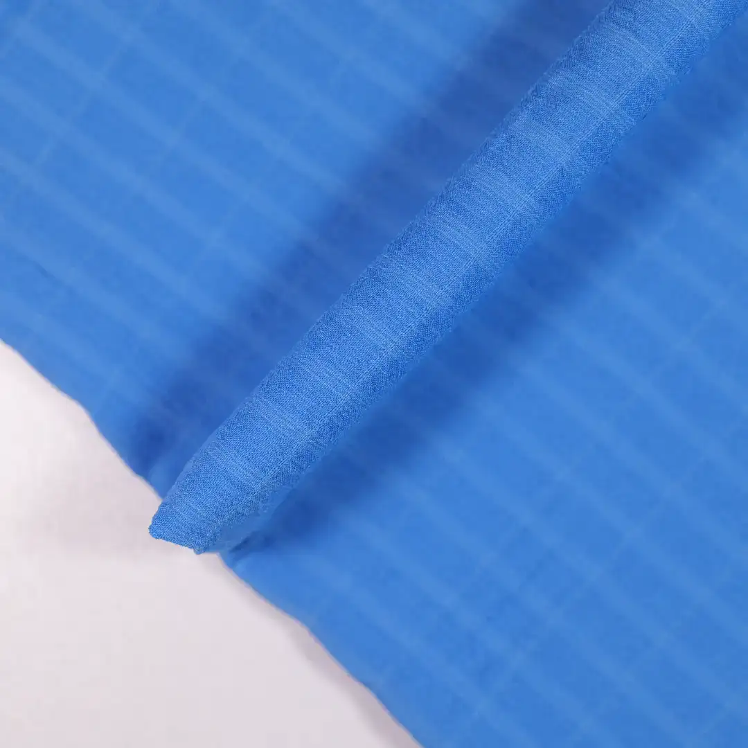 China Fabric for Shirt,Skirt,Backless Beach Dress Crepe Synthetic Woven Fabric Polyester Spandex BLUE color buy from China wholesaler bulk order at wholesale price free worldwide shipping Alibaba