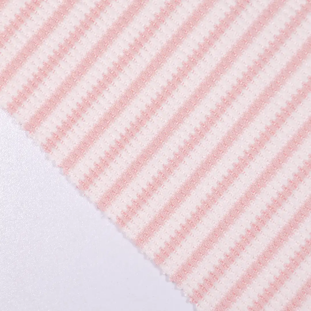 China Fabric for T-Shirt,Polo Shirt,Loungewear Yarn-dyed fabric Knit Fabric Polyester Spandex pink color buy from China wholesaler bulk order at wholesale price free worldwide shipping Alibaba