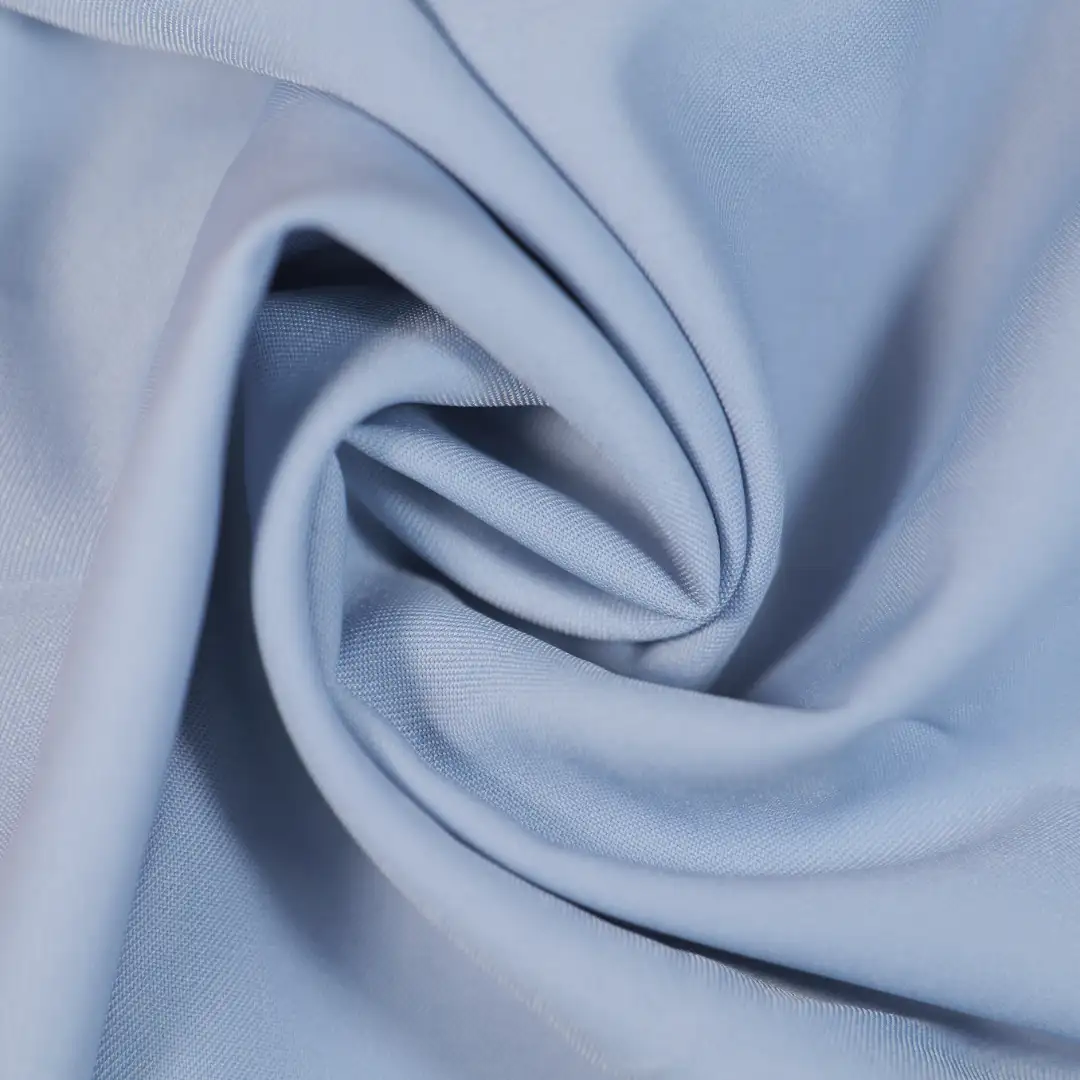 China Fabric for Shirt,Skirt,Backless Beach Dress Twill Woven Blended Fabric Polyester Spandex blue color buy from China wholesaler bulk order at wholesale price free worldwide shipping Alibaba