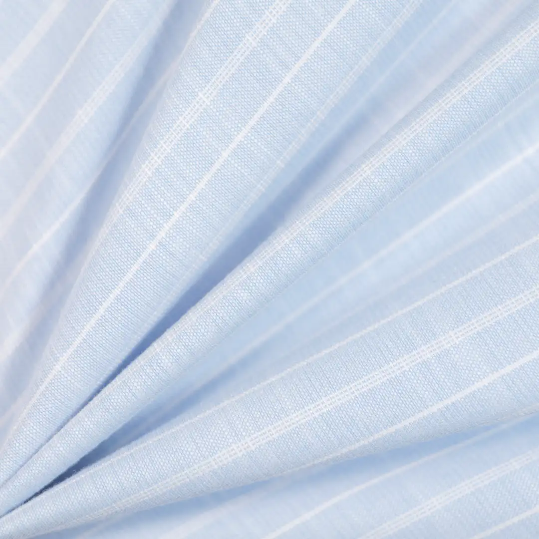 China Fabric for Shirt,Skirt Yarn Dyed Stripe Woven Blended Fabric Cotton Polyester blue color buy from China wholesaler bulk order at wholesale price free worldwide shipping Alibaba