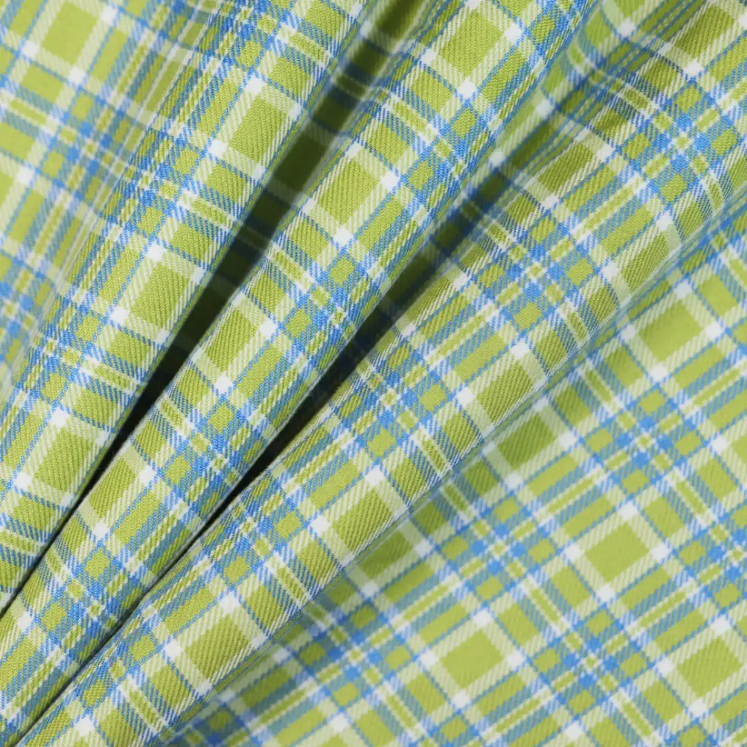 China Fabric for Skirt,Backless Beach Dress,Tank Midi Dress Yarn Dyed Check Woven Blended Fabric Polyester Rayon green color buy from China wholesaler bulk order at wholesale price free worldwide shipping Alibaba