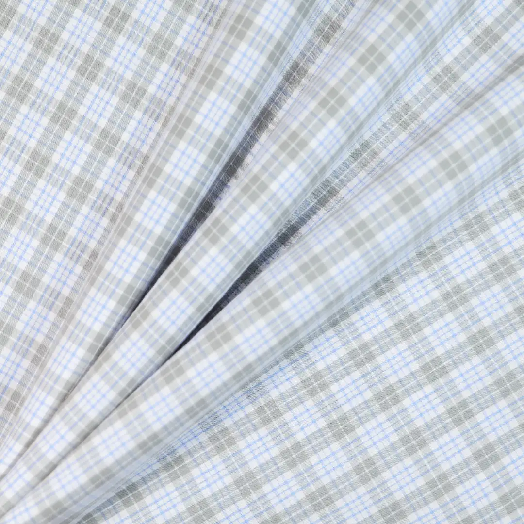 China Fabric for Shirt,Backless Beach Dress,Strap Midi Dress Yarn Dyed Check Natural Woven Fabric Cotton GREY BLUE color buy from China wholesaler bulk order at wholesale price free worldwide shipping Alibaba