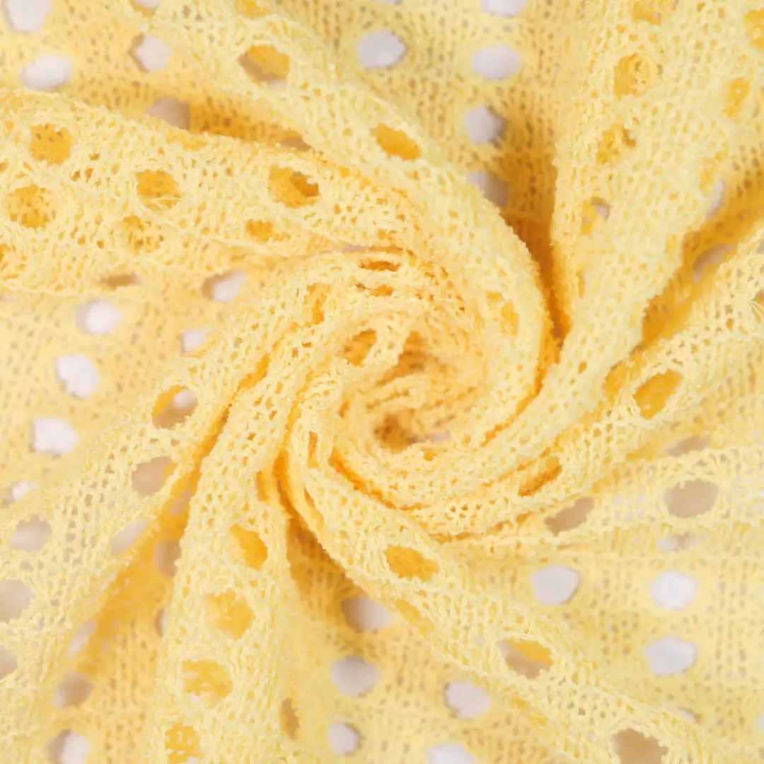 China Fabric for Skirt,Over Shirt Mesh Knit Fabric Polyester YELLOW color buy from China wholesaler bulk order at wholesale price free worldwide shipping Alibaba