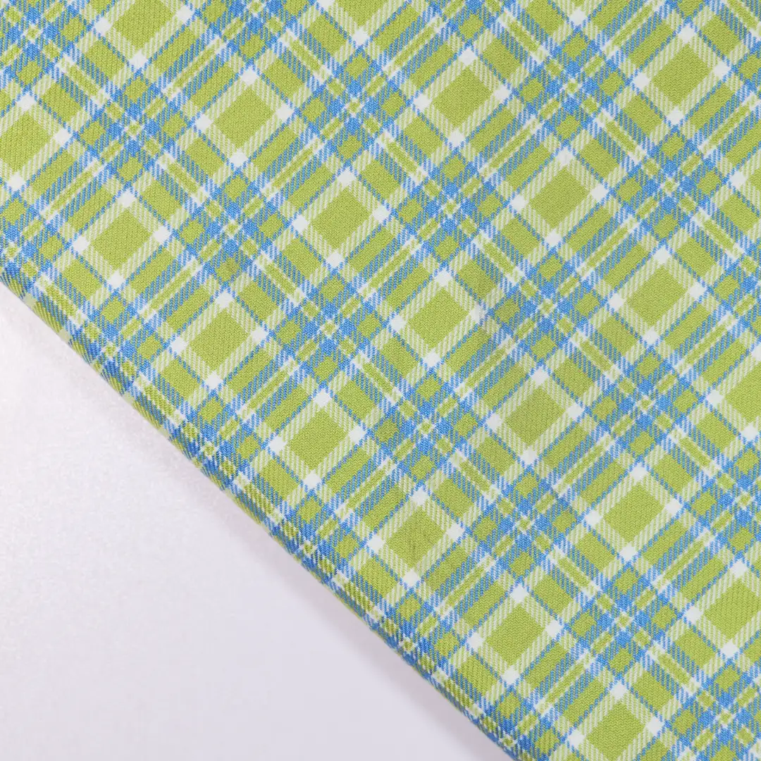 China Fabric for Backless Beach Dress,Ruffle Shirt Dress,Strap Midi Dress Yarn Dyed Check Woven Blended Fabric Polyester Rayon green color buy from China wholesaler bulk order at wholesale price free worldwide shipping Alibaba