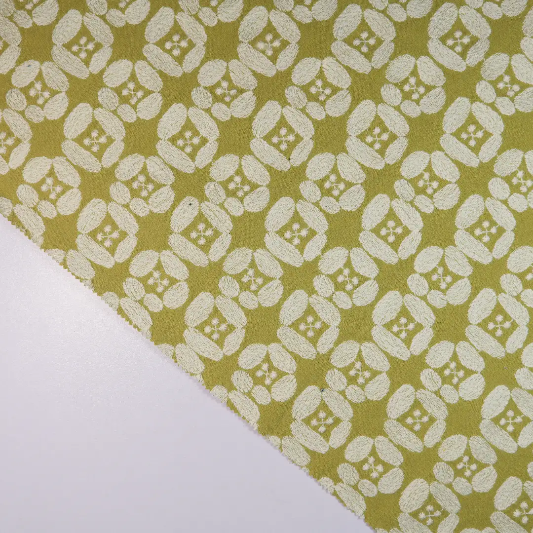 China Fabric for Jackets,Skirt Cotton/Rayon Jacquard Woven Blended Fabric Cotton Linen GREEN color buy from China wholesaler bulk order at wholesale price free worldwide shipping Alibaba