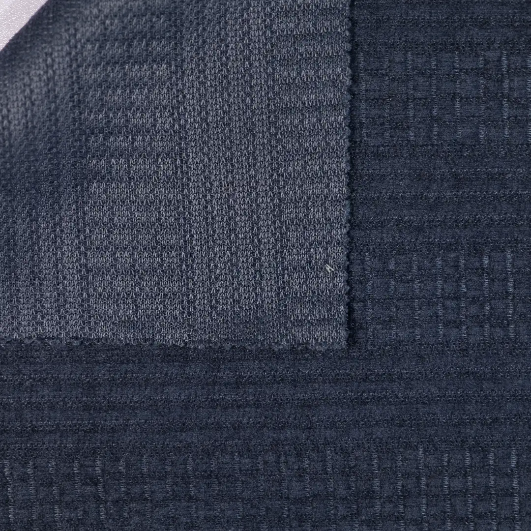 China Fabric for Jackets Jacquard Knit Fabric Polyester Spandex navy color buy from China wholesaler bulk order at wholesale price free worldwide shipping Alibaba
