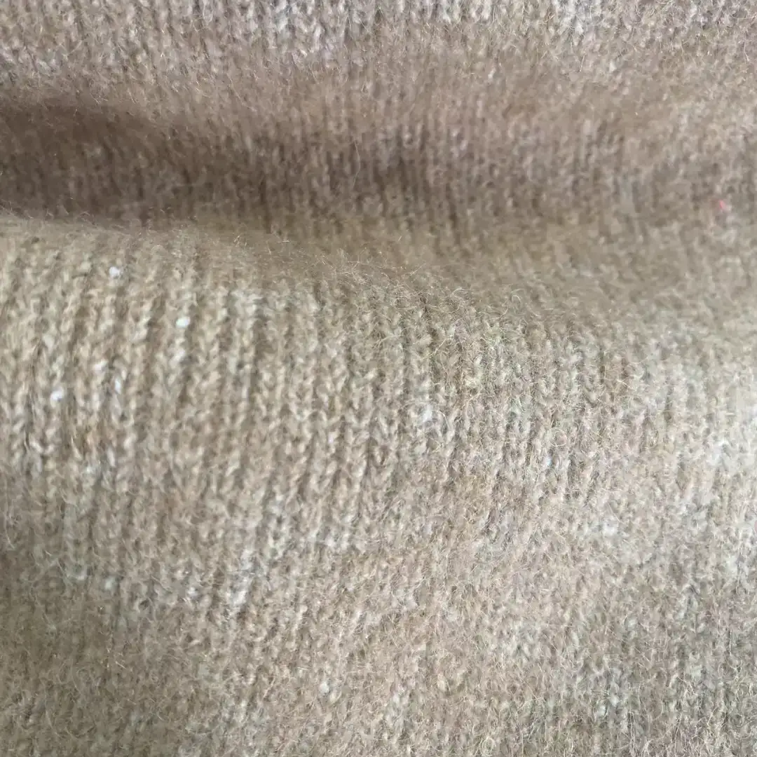 China Yarn for Open Cardigan (Sweater) Mossy Yarn Fancy Yarn Recycled Polyester Acrylic Nylon Elastane Light Brown color buy from China wholesaler bulk order at wholesale price free worldwide shipping Alibaba