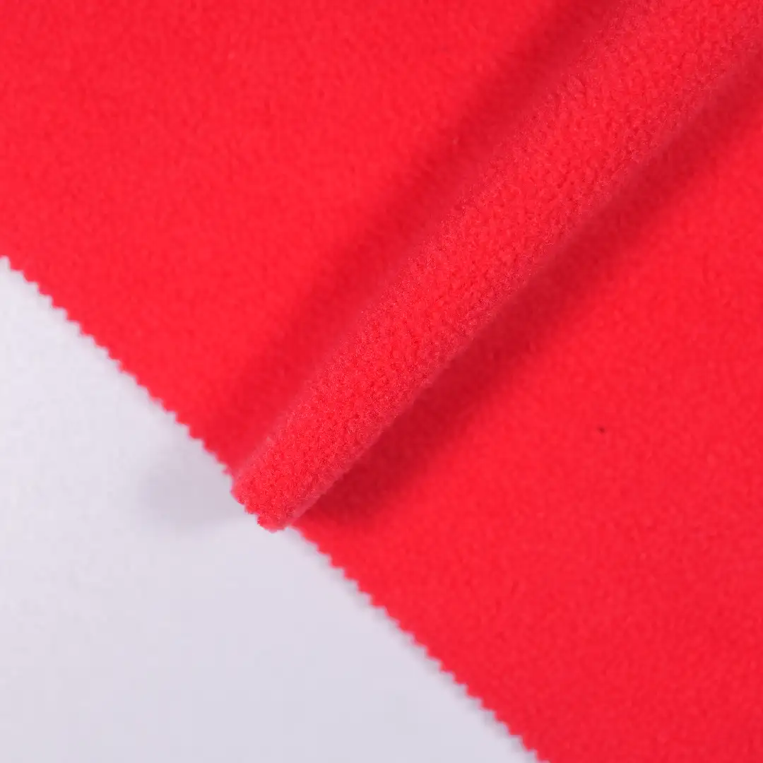 China Fabric for Jackets Polar Fleece Knit Fabric Polyester red color buy from China wholesaler bulk order at wholesale price free worldwide shipping Alibaba